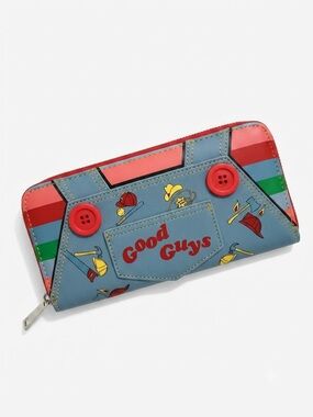 Loungefly Light Blue 'chucky' Zip Wallet with Red Buttons